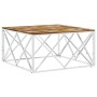 Stainless steel and silver recycled wood coffee table by vidaXL, Coffee table - Ref: Foro24-349976, Price: 123,99 €, Discount: %