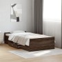 Oak brown engineered wood bed with drawers 75x190 cm by , Beds and slatted bases - Ref: Foro24-3280355, Price: 118,89 €, Disc...