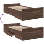 Oak brown engineered wood bed with drawers 75x190 cm by , Beds and slatted bases - Ref: Foro24-3280355, Price: 118,89 €, Disc...