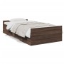 Oak brown engineered wood bed with drawers 90x200 cm by , Beds and slatted bases - Ref: Foro24-3280341, Price: 123,41 €, Disc...