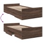 Oak brown engineered wood bed with drawers 90x200 cm by , Beds and slatted bases - Ref: Foro24-3280341, Price: 123,41 €, Disc...