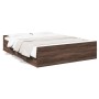 Oak brown engineered wood bed with drawers 150x200 cm by , Beds and slatted bases - Ref: Foro24-3280292, Price: 157,98 €, Dis...