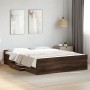 Oak brown engineered wood bed with drawers 150x200 cm by , Beds and slatted bases - Ref: Foro24-3280292, Price: 157,98 €, Dis...