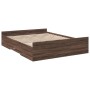 Cama con cajones madera de ingeniería marrón roble 150x200 cm de , Camas y somieres - Ref: Foro24-3280292, Precio: 157,98 €, ...