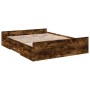 Cama con cajones madera de ingeniería roble ahumado 150x200 cm de , Camas y somieres - Ref: Foro24-3280290, Precio: 153,21 €,...