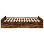 Cama con cajones madera de ingeniería roble ahumado 150x200 cm de , Camas y somieres - Ref: Foro24-3280290, Precio: 153,21 €,...