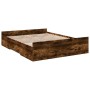 Cama con cajones madera de ingeniería roble ahumado 150x200 cm de , Camas y somieres - Ref: Foro24-3280290, Precio: 153,21 €,...