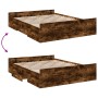 Cama con cajones madera de ingeniería roble ahumado 150x200 cm de , Camas y somieres - Ref: Foro24-3280290, Precio: 153,21 €,...