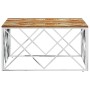 Stainless steel and silver recycled wood coffee table by vidaXL, Coffee table - Ref: Foro24-349976, Price: 123,99 €, Discount: %