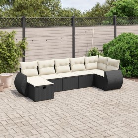 7-teiliges Garten-Essset und schwarze Kissen aus synthetischem Rattan von , Gartensets - Ref: Foro24-3264122, Preis: 489,99 €...