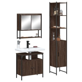 Set de muebles baño 3 pzas madera contrachapada roble marrón de , Muebles de baño - Ref: Foro24-3214679, Precio: 172,06 €, De...