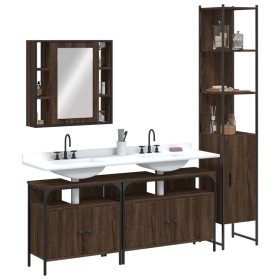 Set de muebles de baño 4 pzas madera contrachapada marrón roble de , Muebles de baño - Ref: Foro24-3214749, Precio: 259,39 €,...