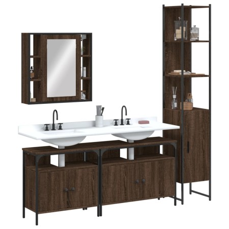 Set de muebles de baño 4 pzas madera contrachapada marrón roble de , Muebles de baño - Ref: Foro24-3214749, Precio: 253,99 €,...