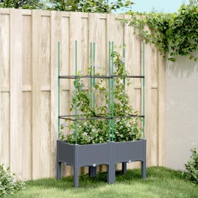 Jardinera con enrejado PP gris 80x40x142,5 cm de , Maceteros y jardineras - Ref: Foro24-367951, Precio: 50,99 €, Descuento: %