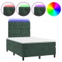 Cama box spring colchón y LED terciopelo verde oscuro 120x190cm de , Camas y somieres - Ref: Foro24-3270332, Precio: 433,03 €...