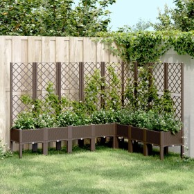 Jardinera con enrejado PP marrón 200x160x142 cm de , Maceteros y jardineras - Ref: Foro24-367945, Precio: 227,99 €, Descuento: %