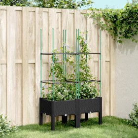 Planter with trellis PP black 80x40x142.5 cm by , Pots and planters - Ref: Foro24-367953, Price: 50,99 €, Discount: %