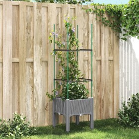 Planter with trellis PP light gray 40x40x142.5 cm by , Pots and planters - Ref: Foro24-367947, Price: 31,99 €, Discount: %