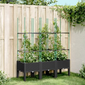 Planter with black PP trellis 120x40x142.5 cm by , Pots and planters - Ref: Foro24-367958, Price: 67,99 €, Discount: %