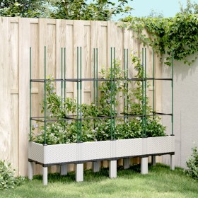 Jardinera con enrejado PP blanco 160x40x142,5 cm de , Maceteros y jardineras - Ref: Foro24-367964, Precio: 88,99 €, Descuento: %