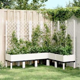 Jardinera con enrejado PP blanco 160x120x142 cm de , Maceteros y jardineras - Ref: Foro24-367939, Precio: 176,99 €, Descuento: %