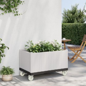 Jardinera con ruedas PP blanco 80x50x54 cm de , Maceteros y jardineras - Ref: Foro24-367991, Precio: 104,77 €, Descuento: %