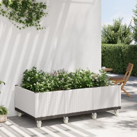 Jardinera con ruedas PP blanco 150x80x54 cm de , Maceteros y jardineras - Ref: Foro24-367993, Precio: 203,99 €, Descuento: %