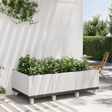 White PP planter with wheels 150x80x54 cm by , Pots and planters - Ref: Foro24-367993, Price: 203,99 €, Discount: %