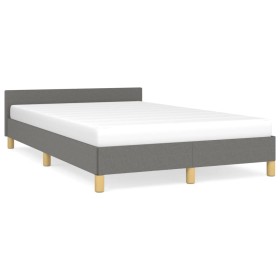 Bed frame with headboard dark gray fabric 120x190 cm by , Beds and slatted bases - Ref: Foro24-379535, Price: 113,00 €, Disco...