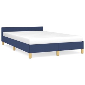 Estructura de cama con cabecero tela azul 120x190 cm de , Camas y somieres - Ref: Foro24-379540, Precio: 113,00 €, Descuento: %