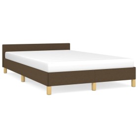 Estructura de cama con cabecero tela marrón oscuro 120x190 cm de , Camas y somieres - Ref: Foro24-379537, Precio: 112,89 €, D...