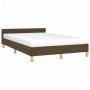 Estructura de cama con cabecero tela marrón oscuro 120x190 cm de , Camas y somieres - Ref: Foro24-379537, Precio: 112,77 €, D...