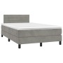 Cama box spring colchón y LED terciopelo gris claro 120x190 cm de , Camas y somieres - Ref: Foro24-3270159, Precio: 379,73 €,...