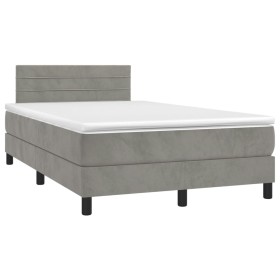 Cama box spring colchón y LED terciopelo gris claro 120x190 cm de , Camas y somieres - Ref: Foro24-3270159, Precio: 375,45 €,...