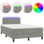 Cama box spring colchón y LED terciopelo gris claro 120x190 cm de , Camas y somieres - Ref: Foro24-3270159, Precio: 379,73 €,...