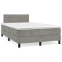 Box spring bed with mattress and LED light gray velvet 120x190 cm by , Beds and slatted bases - Ref: Foro24-3270159, Price: 3...