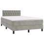 Box spring bed with mattress and LED light gray velvet 120x190 cm by , Beds and slatted bases - Ref: Foro24-3270171, Price: 3...