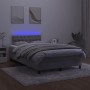 Box spring bed with mattress and LED light gray velvet 120x190 cm by , Beds and slatted bases - Ref: Foro24-3270171, Price: 3...