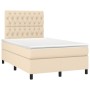 Cama box spring con colchón y luces LED tela crema 120x190 cm de , Camas y somieres - Ref: Foro24-3270223, Precio: 439,53 €, ...