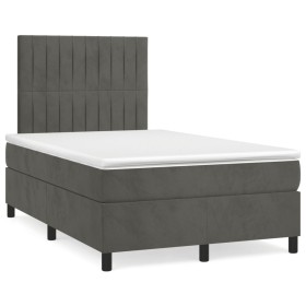 Box spring bed with mattress and LED dark gray velvet 120x190 cm by , Beds and slatted bases - Ref: Foro24-3270324, Price: 41...