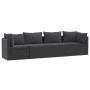 Set aus 4-teiligen Gartensofas und Kissen Kunstrattan schwarz von vidaXL, Modulare Sofas für den Außenbereich - Ref: Foro24-4...