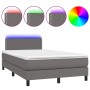 Cama box spring con colchón LED cuero sintético gris 120x190 cm de , Camas y somieres - Ref: Foro24-3270133, Precio: 380,88 €...