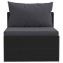 Set aus 4-teiligen Gartensofas und Kissen Kunstrattan schwarz von vidaXL, Modulare Sofas für den Außenbereich - Ref: Foro24-4...