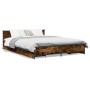 Cama con cajones madera de ingeniería roble ahumado 120x200 cm de , Camas y somieres - Ref: Foro24-3279939, Precio: 170,50 €,...