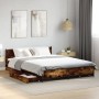 Cama con cajones madera de ingeniería roble ahumado 120x200 cm de , Camas y somieres - Ref: Foro24-3279939, Precio: 170,50 €,...