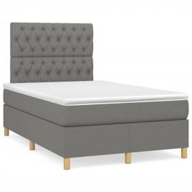 Cama box spring con colchón y LED tela marrón oscuro 120x190 cm de , Camas y somieres - Ref: Foro24-3270268, Precio: 429,59 €...