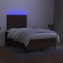 Cama box spring con colchón y LED tela marrón oscuro 120x190 cm de , Camas y somieres - Ref: Foro24-3270200, Precio: 411,17 €...