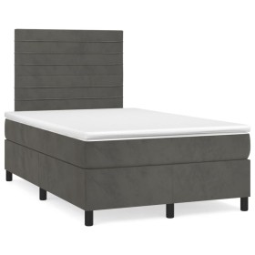 Cama box spring colchón y LED terciopelo gris oscuro 120x190 cm de , Camas y somieres - Ref: Foro24-3270318, Precio: 411,17 €...