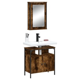 2-piece bathroom furniture set smoked oak plywood by , Bathroom furniture - Ref: Foro24-3214777, Price: 96,99 €, Discount: %