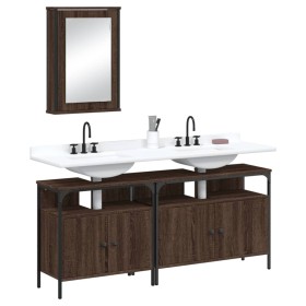 3-piece bathroom furniture set in brown oak plywood by , Bathroom furniture - Ref: Foro24-3214789, Price: 152,15 €, Discount: %